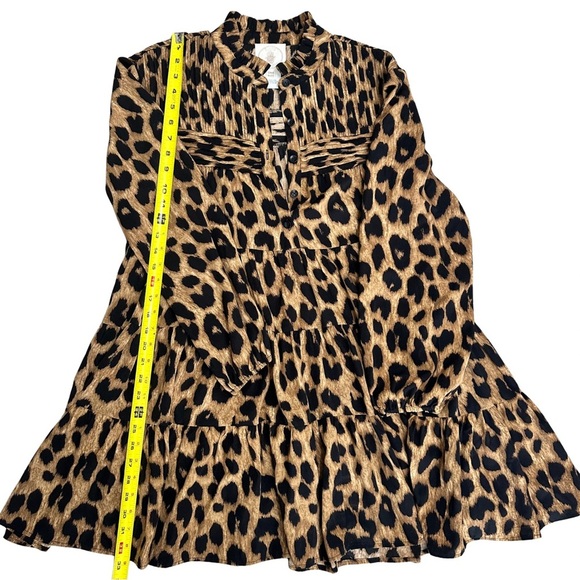 Muche Muchette Rina Leopard Print Tiered Mini Dress One Size Flowy Summer EUC - Picture 7 of 10